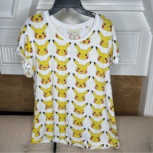 Bg: Mighty Fine Pokémon all over PIKACHU Print Short Sleeve T Shirt Sz L roll up
